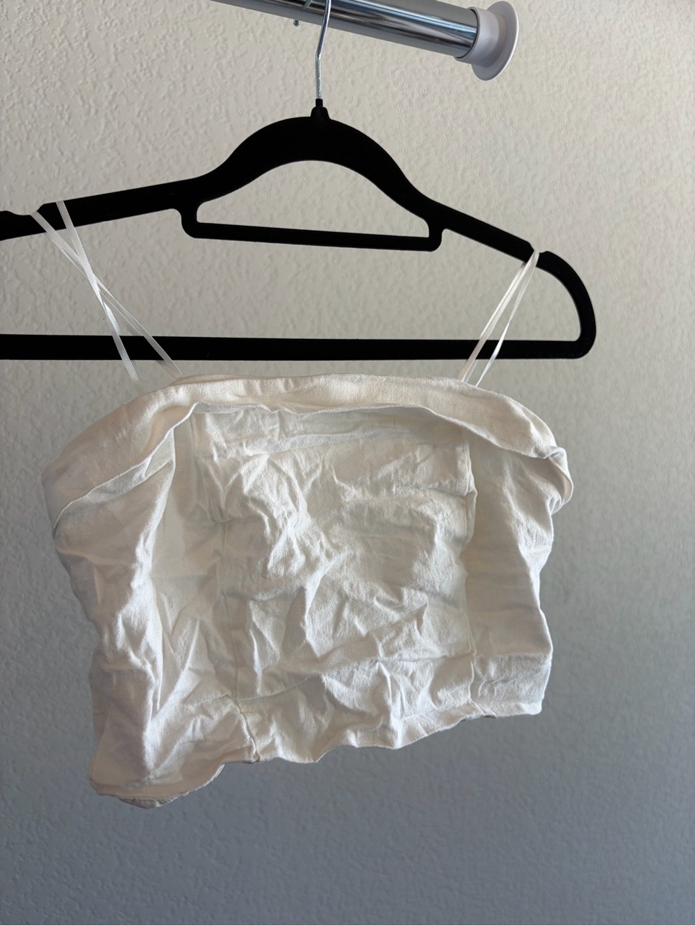 White Cotton Strapless Crop Top